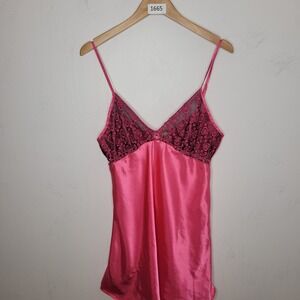 Vintage Inner Most Pink Satin Slip Dress Medium 90s Coquette Date Night Lingerie
